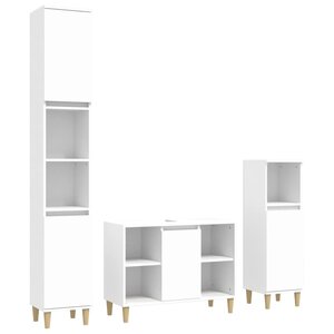 vidaXL Ensemble de meubles salle de bain 3 Pièces blanc bois d'ingénierie