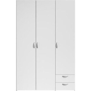 Armoire VARIA - blanc - 3 portes + 2 tiroirs - 120 x 185 x 51 cm