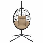 vidaXL Chaise suspendue en forme d'œuf et support taupe rotin et acier