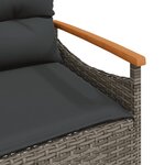 vidaXL Banc de jardin avec coussins 116x62 5x74 cm gris résine tressée