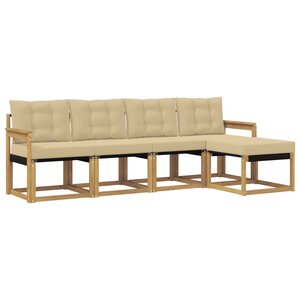 vidaXL Ensemble de canapés d'extérieur 5 Pièces Blanc et Beige