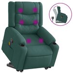 vidaXL Fauteuil inclinable de massage Vert foncé Tissu