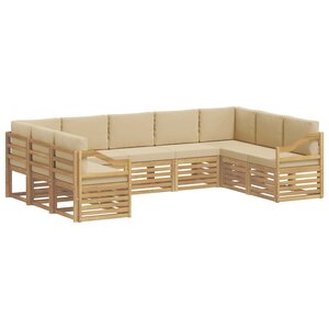 vidaXL Ensemble de canapés d'extérieur 9 pc Blanc et Beige Polyester