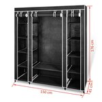 vidaXL Armoire avec compartiments et tiges 45 x 150 x 176 cm Noir