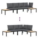 vidaXL Salon de jardin 3 Pièces avec coussins noir aluminium