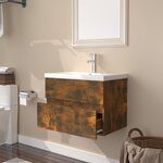 vidaXL Meuble lavabo avec bassin intégré Chêne fumé Bois d'ingénierie