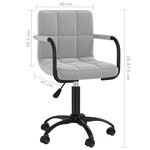 vidaXL Chaise pivotante de salle à manger Gris clair Velours