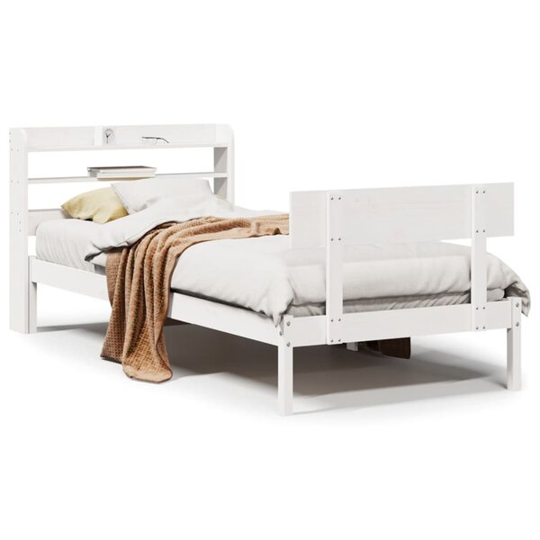 vidaXL Cadre de lit sans matelas blanc 75x190 cm bois de pin massif