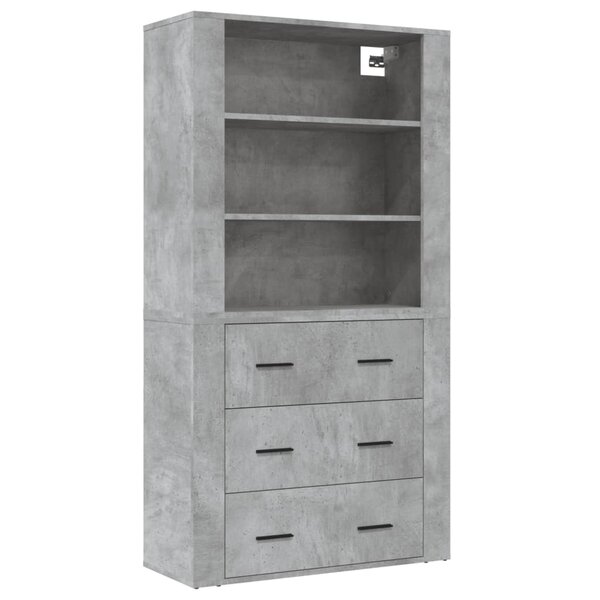 vidaXL Buffet haut Gris béton Bois d'ingénierie