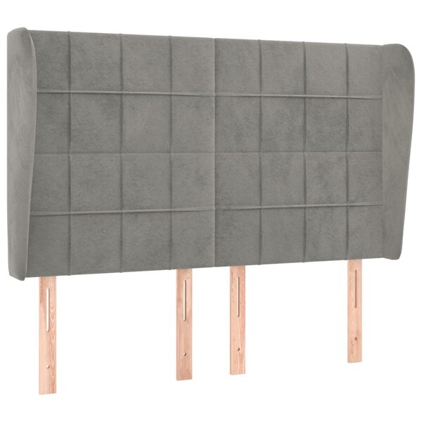 vidaXL Tête de lit avec oreilles Gris clair 147x23x118/128 cm Velours
