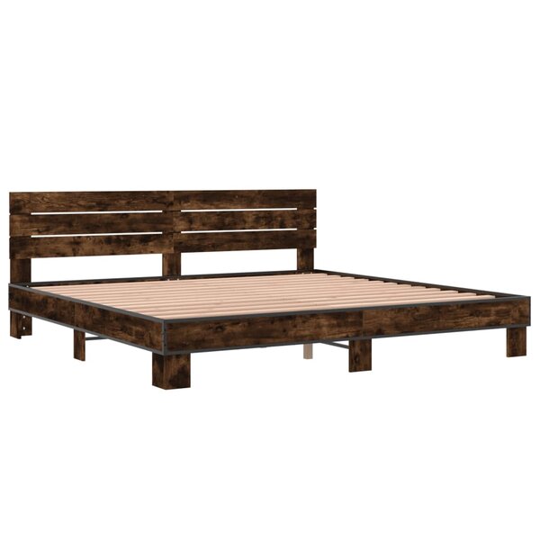 vidaXL Cadre de lit sans matelas chêne fumé 200x200 cm