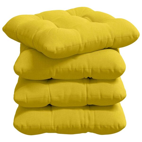 vidaXL Coussins de siège 4 pc Tissu Jaune clair 45 x 45 x 12 cm