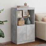 vidaXL Buffet avec lumières LED gris béton 60 5x37x100 cm
