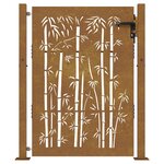 vidaXL Portail de jardin 105x130 cm acier corten design de bambou