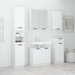 vidaXL Meubles de salle de bain 5 Pièces Blanc Bois d'ingénierie