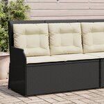 vidaXL Banc inclinable de jardin avec coussins noir résine tressée