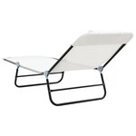 vidaXL Chaise longue pliante avec appui-tête Crème Textilène