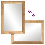 vidaXL Miroir de bain 50x70 cm bois massif de manguier brut et verre