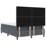 Lit Box Spring vidaXL avec Matelas & LED Gris Foncé 140x190 cm Velours