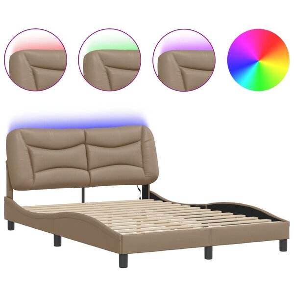 vidaXL Cadre de lit avec LED sans matelas Hvar cappuccino 140x190 cm