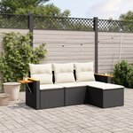 vidaXL Salon de jardin 4 Pièces avec coussins noir résine tressée