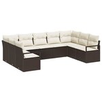 vidaXL Ensemble de canapé de jardin avec coussin 9 Pièces Marron et Crème