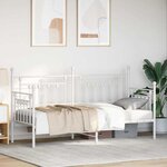 vidaXL Cadre de lit de jour avec tête de lit Blanc 75 x 190 cm Acier