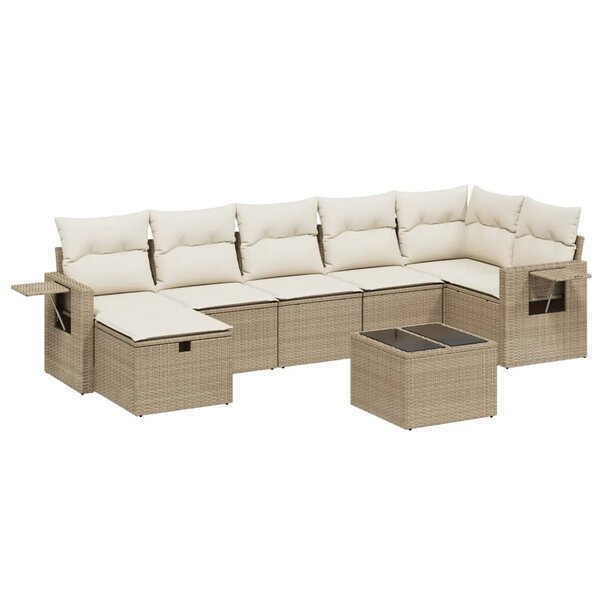 vidaXL Salon de jardin avec coussins 8 Pièces beige résine tressée