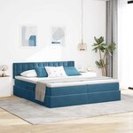 vidaXL Lit de rangement LED avec matelas Bleu foncé 200 x 200 cm