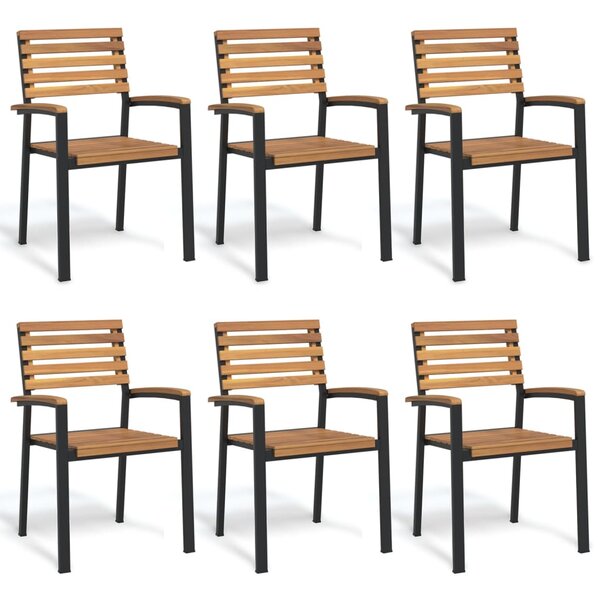 vidaXL Chaises de jardin empilables 6Pièces bois massif d'acacia et métal