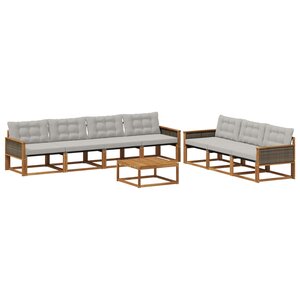 vidaXL Ensemble de canapés d'extérieur 8 Pièces Naturel et gris clair