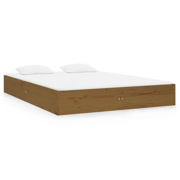 vidaXL Cadre de lit Marron miel Bois massif 120x190 cm Petit Double