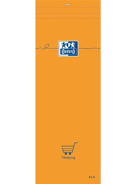 Bloc-notes shoping orange 74 x 210 mm quadrillé 80 feuilles OXFORD