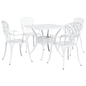 Ensemble de repas de jardin de 5 pièces vidaXL en aluminium coulé blanc