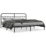 vidaXL Cadre de lit métal sans matelas avec tête de lit noir 200x200cm