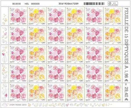 Feuille de 30 timbres - Lyon Roses