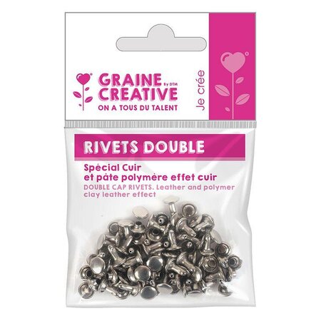 Rivets doubles 8 et 6 mm pour Cuir et Fimo Cuir 30 pièces