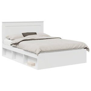 vidaXL Cadre de lit avec tête de lit Blanc 140 x 190 cm Pin massif