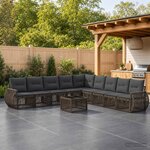 vidaXL Ensemble de canapé de jardin 10 pc Gris et Gris foncé polyrotin