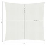 vidaXL Voile d'ombrage 160 g/m² Blanc 2 5x2 5 m PEHD