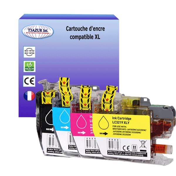 T3AZUR Lot de 4 Cartouches compatibles avec Brother LC3217 / LC3219XL pour Brother MFC-J6930DW  MFC-J6935DW  MFC-J6935DWF