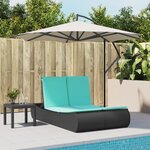 vidaXL Chaise longue double avec coussins noir résine tressée