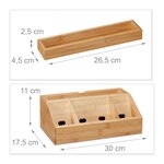 Organiseur de bureau 5 compartiments bloc-note nature bambou 13_0001747