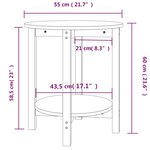 vidaXL Table basse Ø 55x60 cm Bois massif de pin