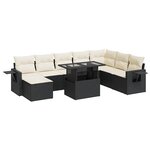 vidaXL Salon de jardin 9 Pièces avec coussins noir résine tressée