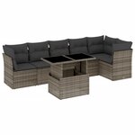 vidaXL Salon de jardin avec coussins 7 Pièces gris résine tressée