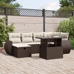 vidaXL Salon de jardin avec coussins 7 Pièces marron résine tressée