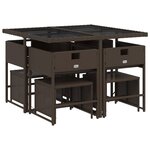 vidaXL Ensemble à manger de jardin et coussins 9 Pièces marron poly rotin