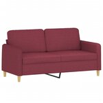 vidaXL Ensemble de canapés 3 Pièces avec coussins rouge bordeaux tissu