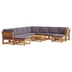 vidaXL Salon de jardin avec coussins 11 Pièces bois massif d'acacia